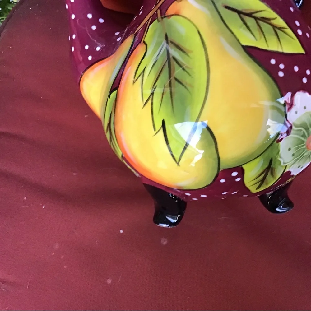 NWOT - Vintage - Rare - Blue Sky Ceramics- Coloful Pears Design - - Picture 3 of 5